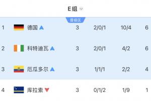 死亡之组X2！E组4队全出局：德国遭爆冷，科特迪瓦、厄瓜多尔输球